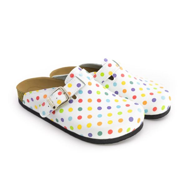Terlik barevná a zdravotni korková/EVA obuv – pantofle barevné tečky Milé Korkové pantofle barevni obuv