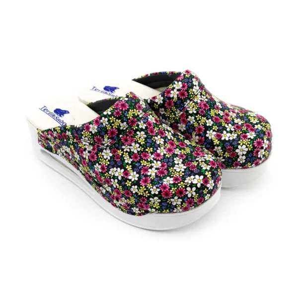 Terlik barevní a zdravotni AIR obuv - pantofle bíle květinkové