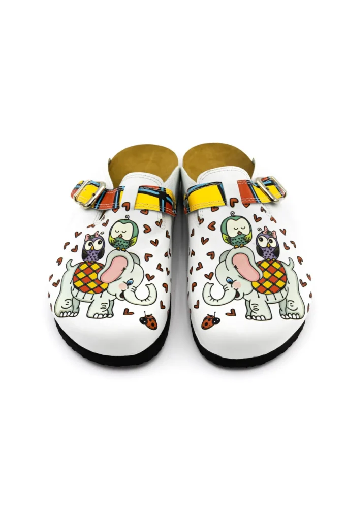 Terlik barevná a zdravotni korková/EVA obuv – pantofle slon a sovičky Milé Korkové pantofle barevne pantofle