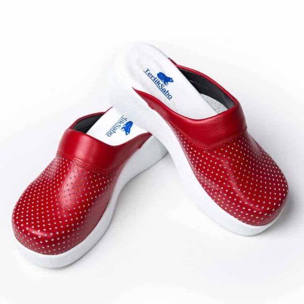 Terlik farbige gesundheitsrote COMFY X Hausschuhe – Schuhe rot Hausschuhe für Friseure, Kosmetiker, Schönheitsstudios Arbeitsschuhe