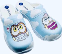 Terlik barevné a zdravotni Comfortflex pantofle – obuv modré sovičky Obuv podle profese barevné nazouvaky 11